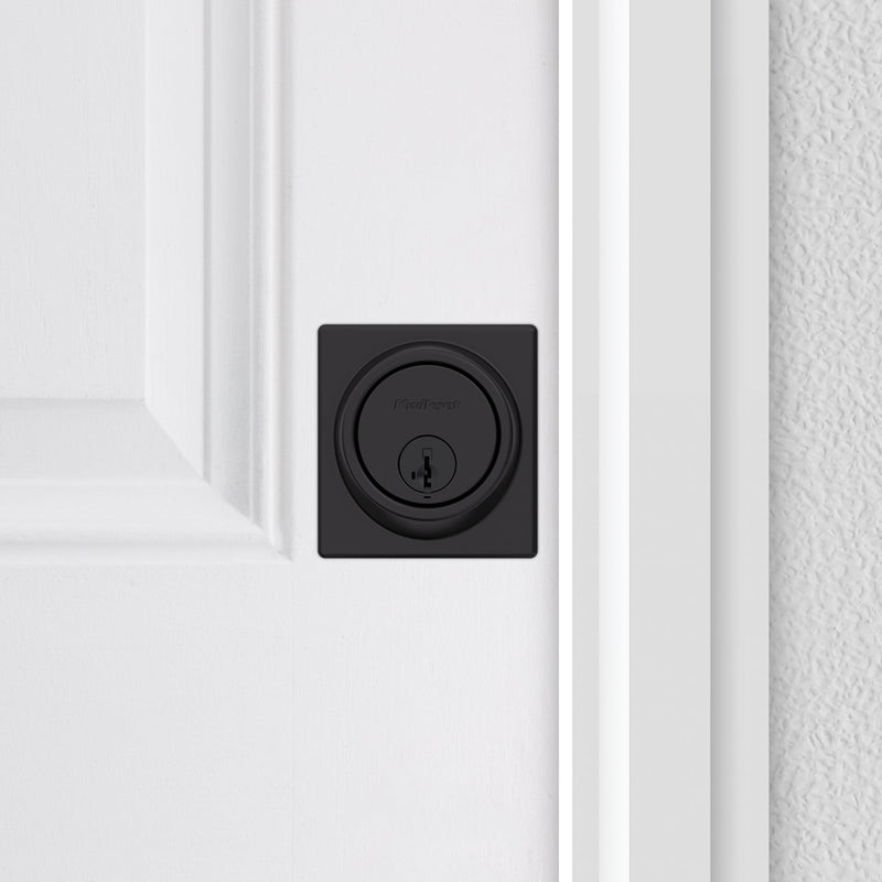 Kwikset 817 Deadbolt Lock, Matte Black Square Exterior Keyed Front Entry Door, Pick Resistant SmartKey Rekey Security, Single Cylinder Dead Bolt, with Microban Protection Contemporary New