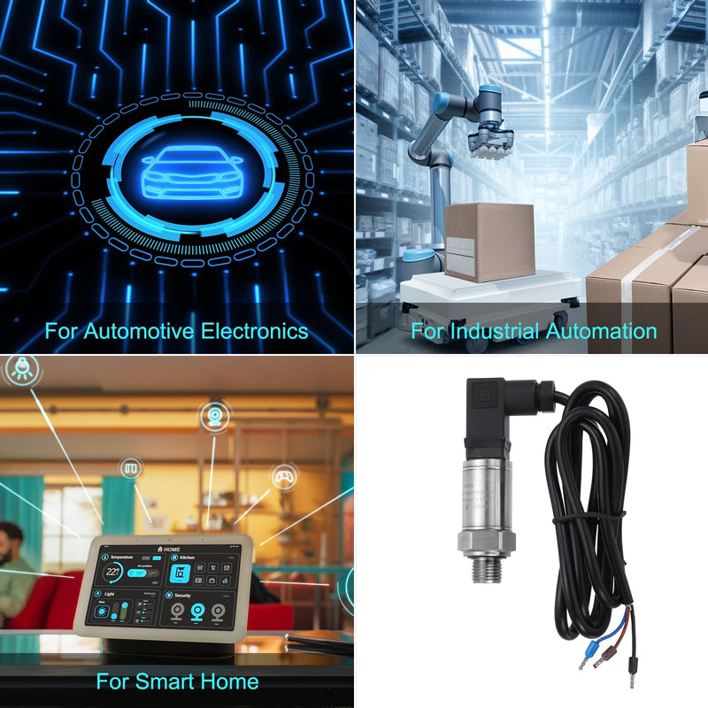 MECCANIXITY Pressure Transducer Sender Sensor with Connector, G1/4" 1MPA Stainless Steel Pressure Transmitter for Oil Fuel Water Air