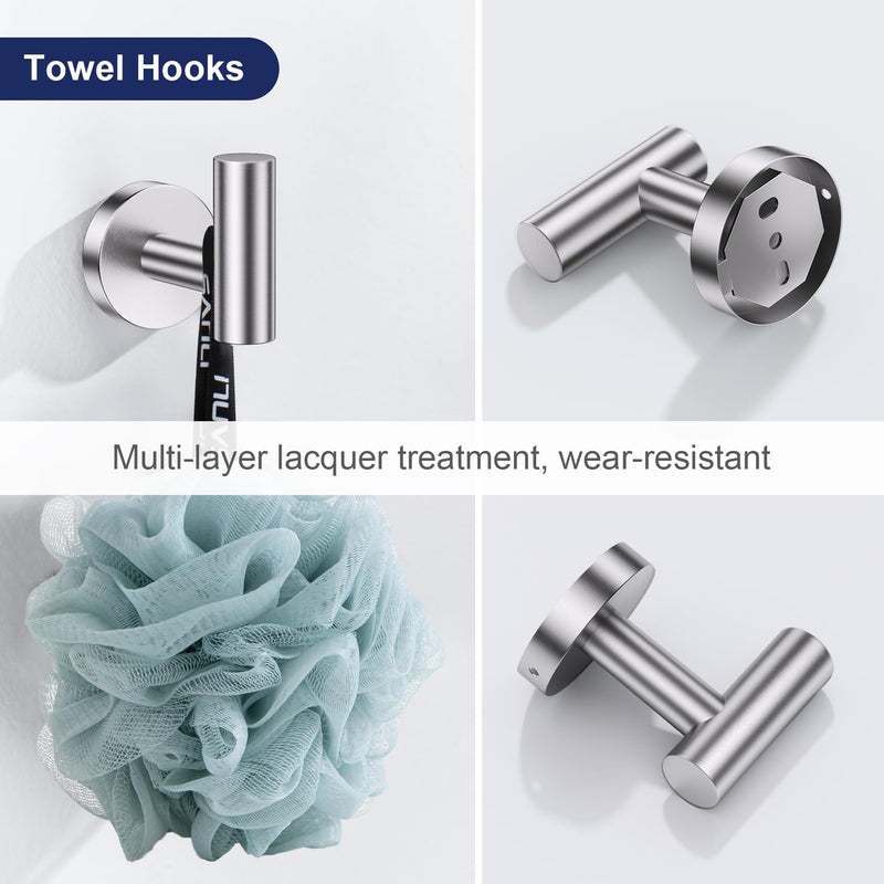 Lairuier 5 Pieces Brushed Nickel Bathroom Accessories Set, 23.6 Inch Bath Towel Bar Set, SUS304 Stainless Steel Bathroom Hardware Set Round Toilet Paper Holder Set Wall Mounted 5-Piece Standard Set