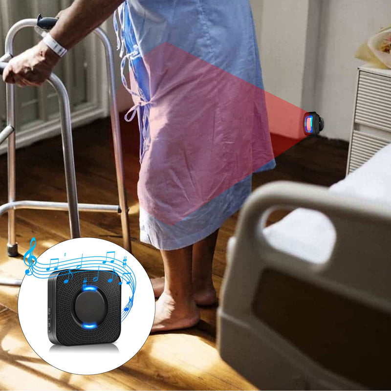 [Australia - AusPower] - Wireless Motion Sensor LED Light - Motion Detector Alarm Chimes Door Sensor with 500 FT Range Security Alert Monitor System for Home, Business, Store, Office, School A 1 Receiver+1 Sensors 