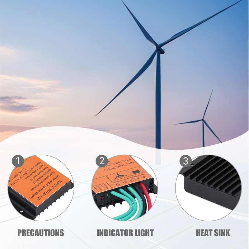 [Australia - AusPower] - Wind Turbine Generator, 12V/24V Wind Turbine Charge Controller IP67 MPPT Wind Turbine 16A 300W-1000W Step up Wind Battery Controller 