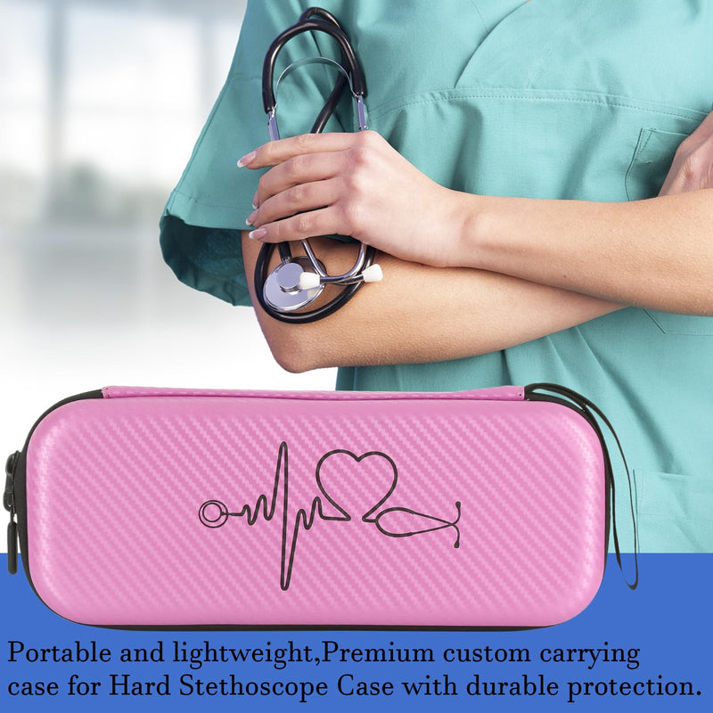 [Australia - AusPower] - Stethoscope Case for 3M Littmann,Stethoscope Carrying Case for Nurse Accessories, Hard Stethoscopes Case with Pocket Compatible for Omron/ADC/MDF Stethoscope,Gift for Nursing Pink Olny Case-Pink 