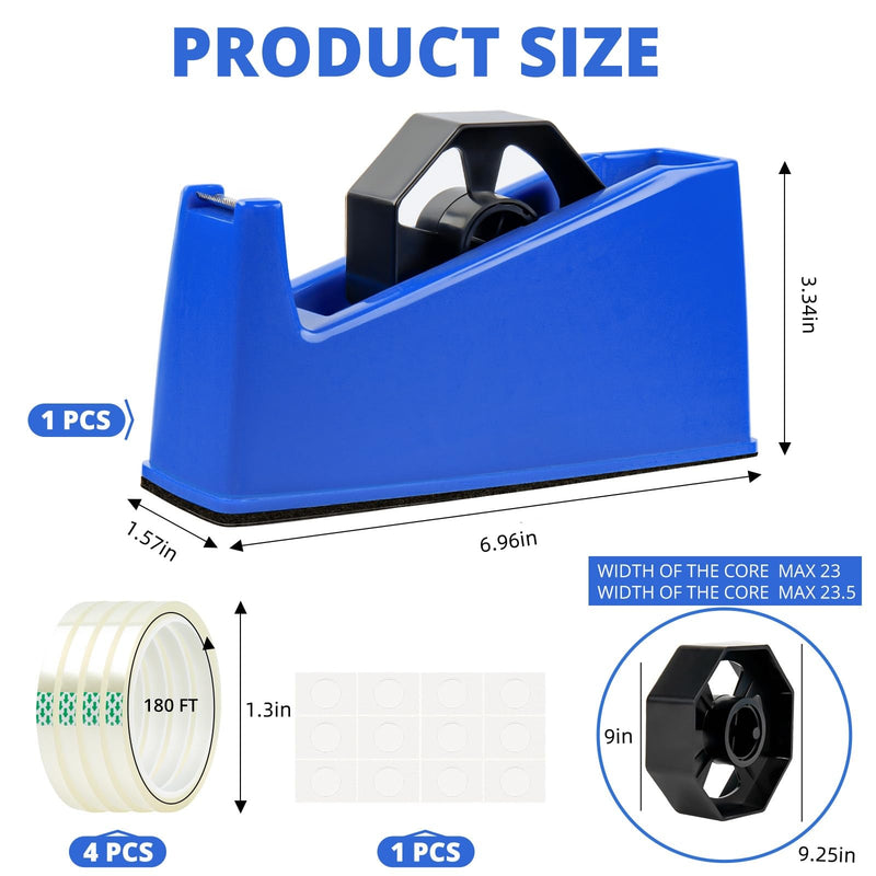 HTVRONT Heat Tape Dispenser + 4 Rolls Heat Tape for Sublimation White + 4 Rolls Heat Resistant Tape Blue10mm x33m(108ft)