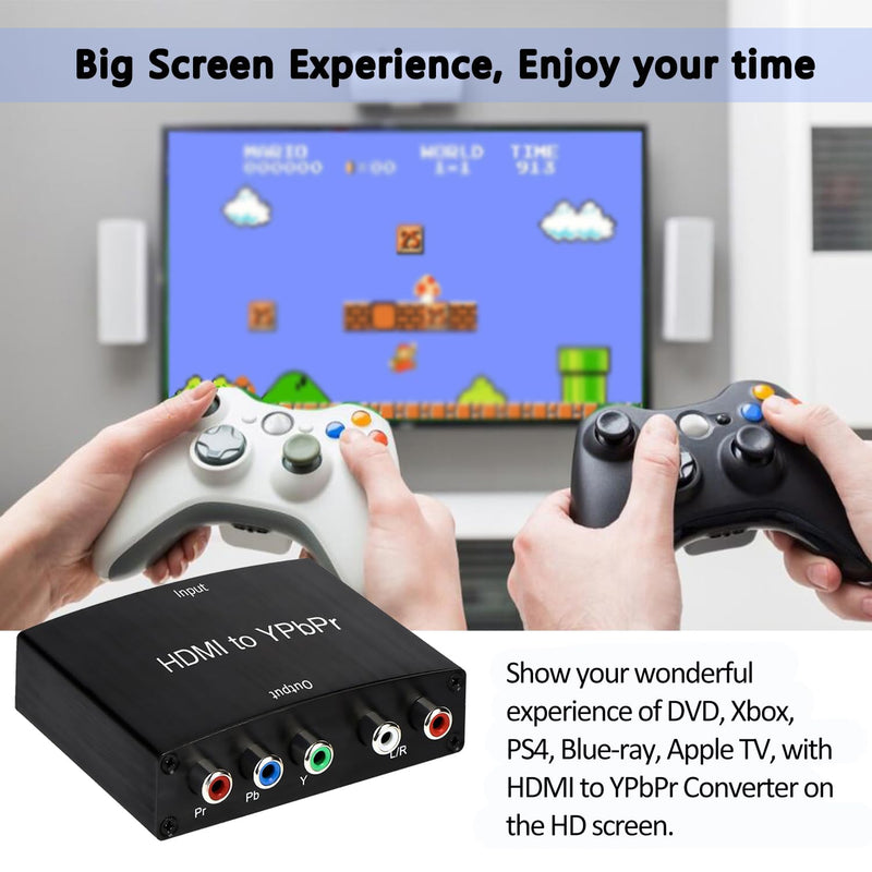 [Australia - AusPower] - HDMI to Component Converter, HDMI to YPbPr 5RCA RGB + R/L Converter V1.4 with R/L Audio Output Support for MacBook, Blu-Ray, DVD, PS4, DVD, PSP, Xbox 360 Black-1 