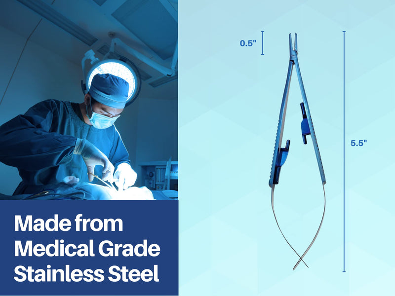 [Australia - AusPower] - Castroviejo 5.5 inches Micro Needle/Suture Holder Driver with Tungsten Carbide Inserts (Straight Tip) Straight Tip 
