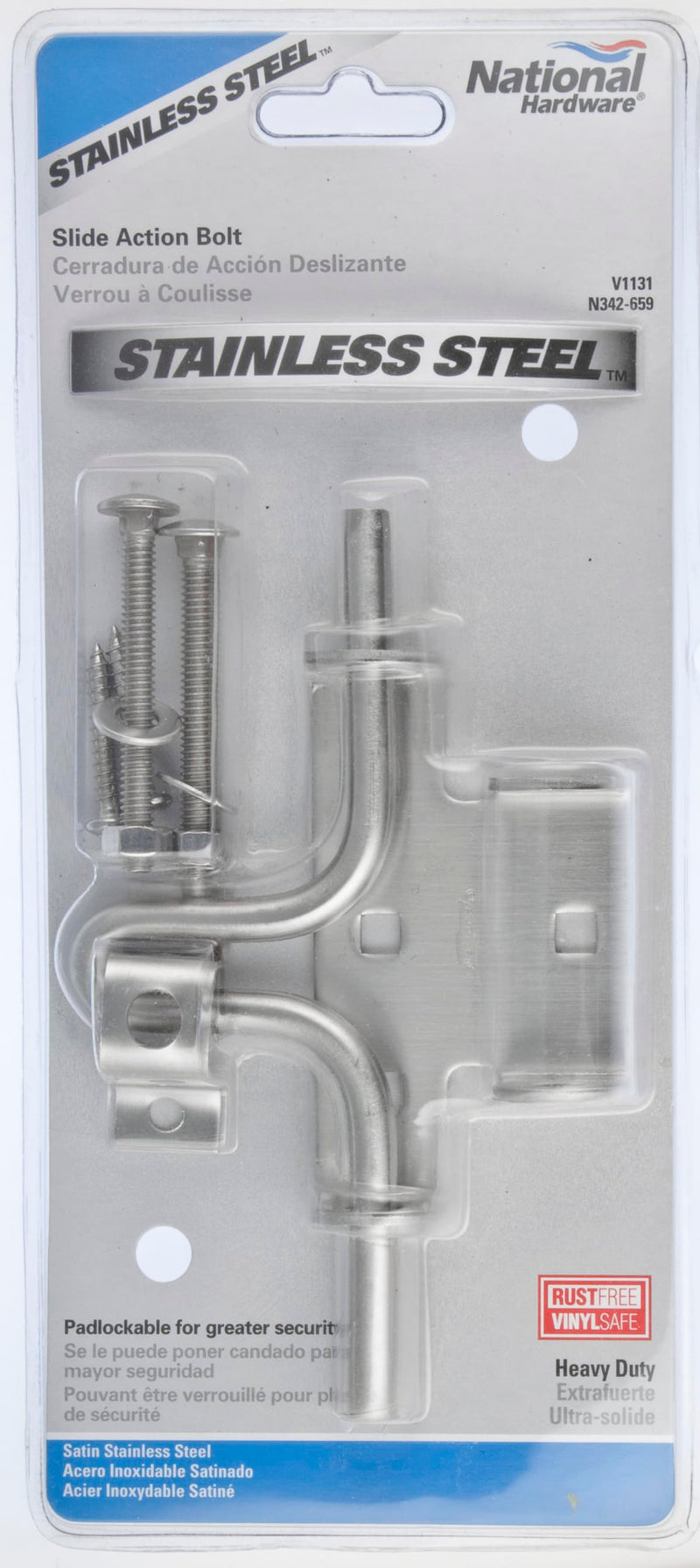 National Hardware N303-131 Heavy Duty Swinging Door Latch with WeatherGuard Protection, Stainless Steel, Auto-Locking, Padlock Compatible for Shed Door Lock and Barn Door Latch Applications 0