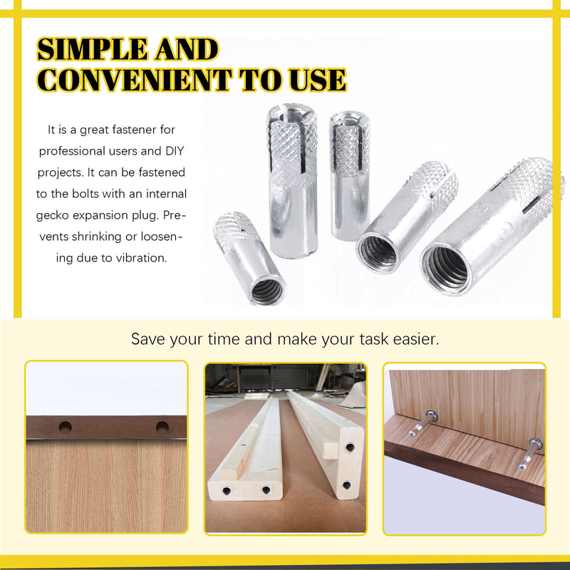 [Australia - AusPower] - 37 Pcs Zinc Plated Metal Knurled Drop in Anchor Assortment Set, 1/4", 5/16", 3/8", 1/2" Concrete Expansion Drop-in Anchors Kit 1/4", 5/16", 3/8", 1/2" Set 