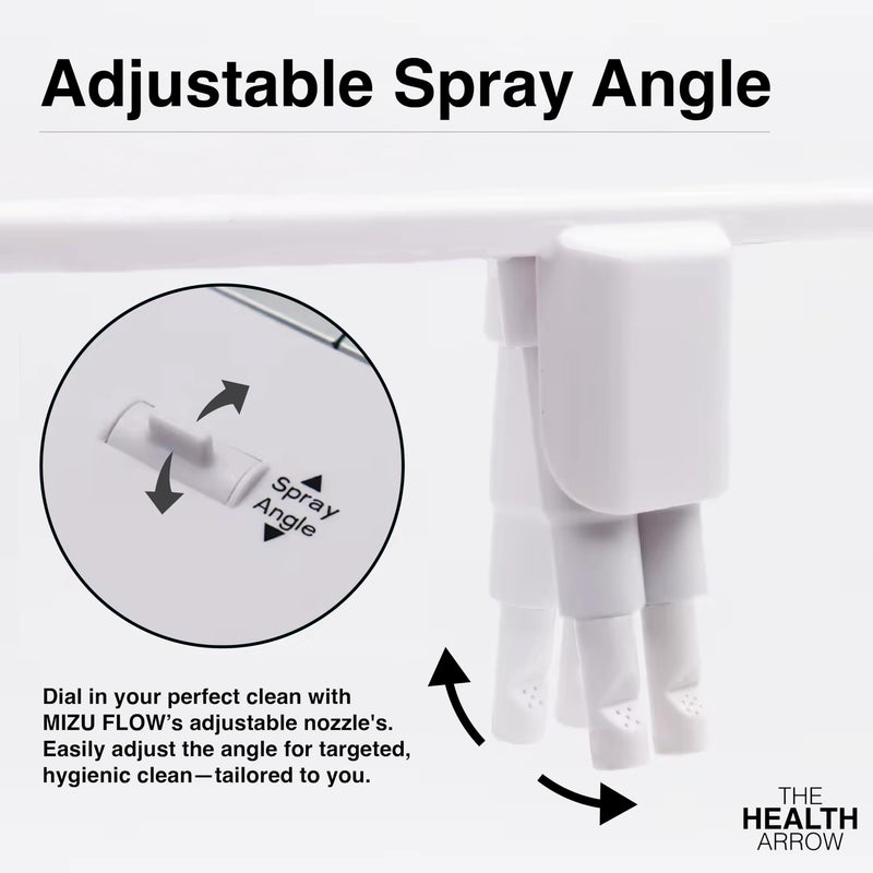 MIZU FLOW - Non-Electric Bidet Attachment for Toilet Seat, Adjustable Water Pressure & Spray Angle, Fresh Water, Hygienic, Self Cleaning, Dual Nozzles (Front & Rear Wash), DIY Easy Install (White)
