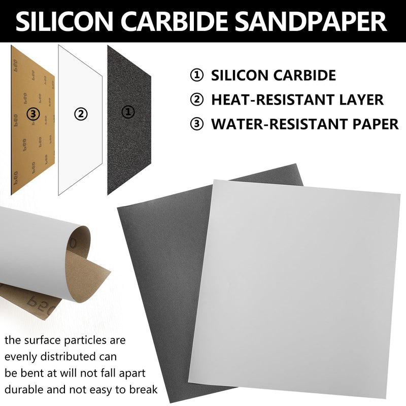 [Australia - AusPower] - MOGRQAP 12 Sheets 120 Grits Sanding Paper, Waterproof Sandpaper 23 x 28cm Glass Grit Sand Paper for Cars Metals Walls Wood Furniture, Wet and Dry Polishing Sandpaper Sheets 