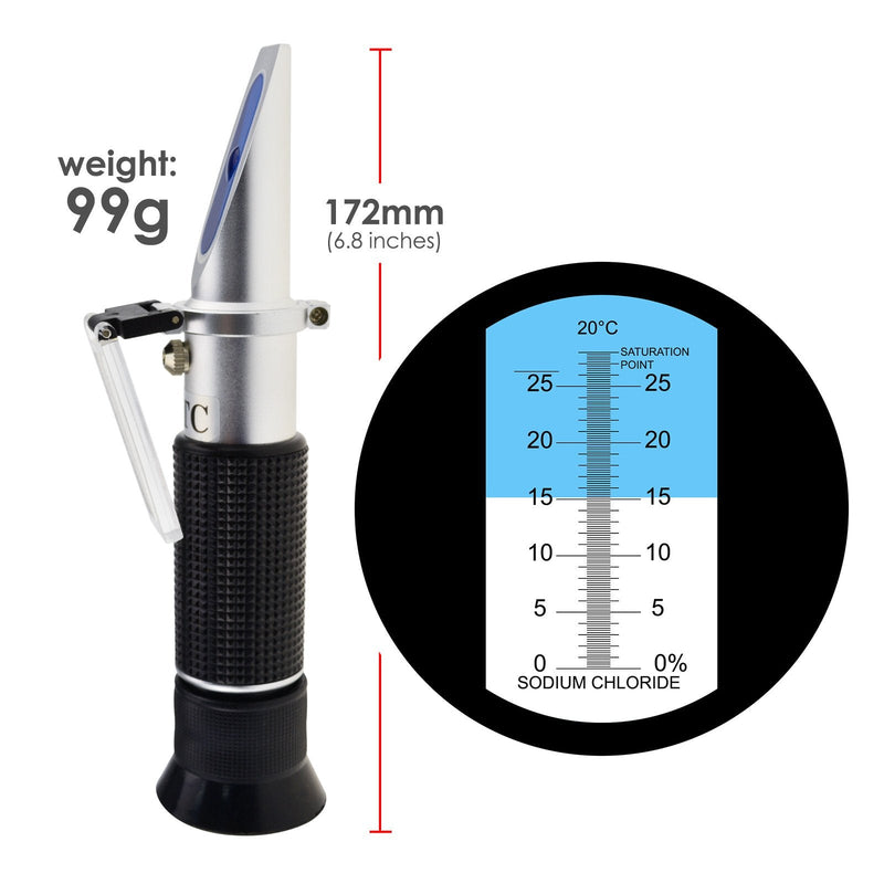 [Australia - AusPower] - 0-28% Salinity Refractometer ATC, Sodium Chloride (NaCl) Salt Level Meter Tester, Test Kit for Sea Water Brine Seawater Food Industry Pickle Soy Sauce, ±0.2% Accuracy 