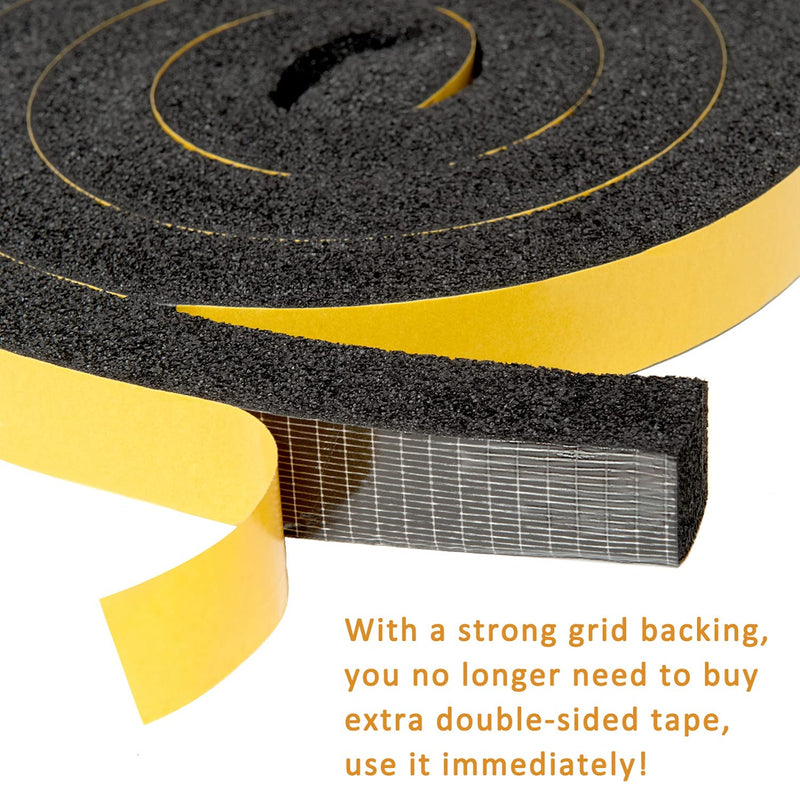 [Australia - AusPower] - YoleShy Window Air Conditioner Foam Tape 2 Pcs 1 Inch Wide x 1 Inch Thick Weather Stripping Door Seal Strip for Insulation, Weatherstrip, Gap Blocker,Total 13 Feet Long(6.5ft x 2 Rolls) 1in x 1in x 13FT/Black 