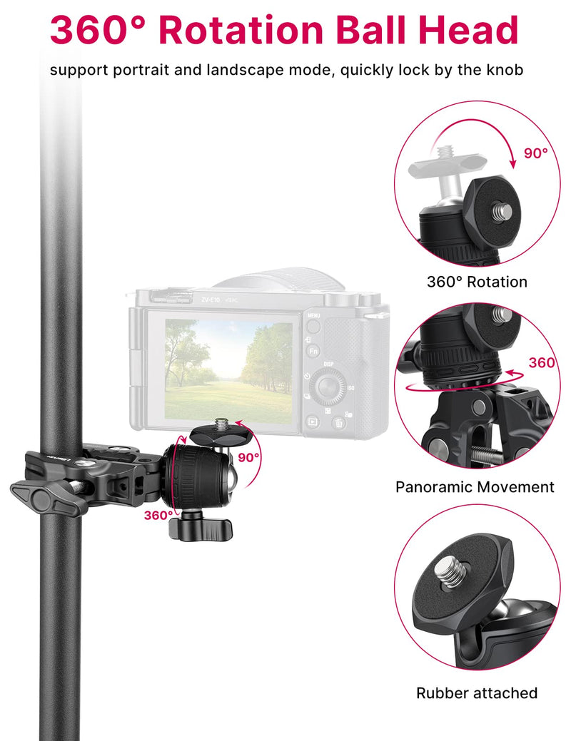 [Australia - AusPower] - Camera Clamp Mount Accessories for Gopro - ULANZI R099 Super Clamp Ball Head Mount 1.5kg/3.3lb Loading Metal Bike Motorcycle Handlebar Attachments for DSLR Gopro Hero 5/6/7/8/9/10/11 Black/Insta 360 Gopro/Phone Mount 