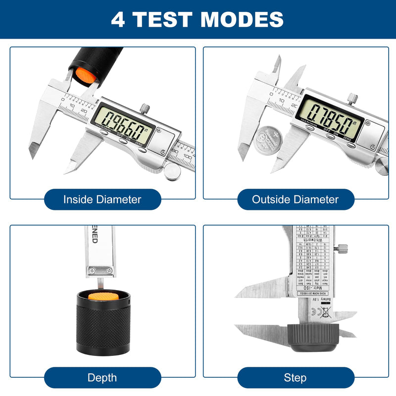 [Australia - AusPower] - Digital Caliper Measuring Tool, 6 Inch Stainless Steel Vernier Caliper Digital Micrometer with Large LCD Screen, Auto-Off Feature, Easy Switch from Inch to Millimeter 