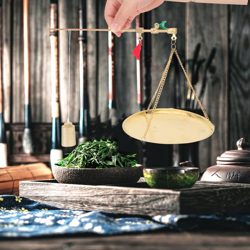 [Australia - AusPower] - BESTOYARD Mini Vintage Copper Scale Handheld Gram Scale 500G Capacity Portable Traditional Chinese Medicine for Herbs Tea Jewelry Dried Fruits 