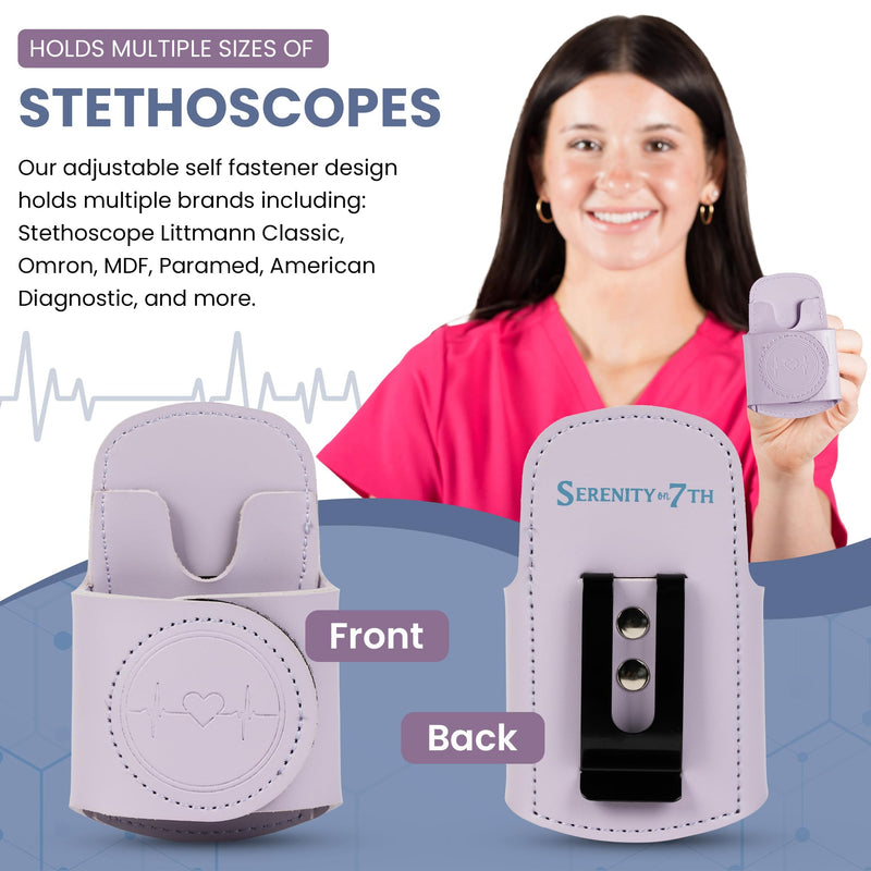 [Australia - AusPower] - Stethoscope Holder Hip Clip with Cute & Hygienic Design | Nurse Accessories in Gift Box | Durable Adhesive Clip (Lavender) Lavender 