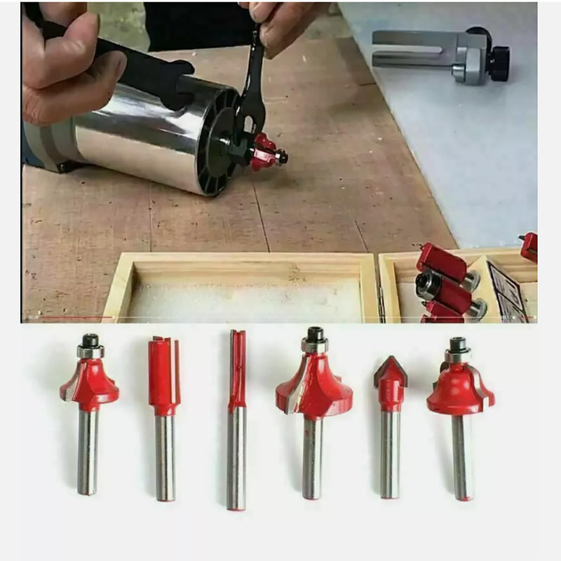 [Australia - AusPower] - iDMRURvm 12-Piece Milling Cutter Set for Woodworking 6 mm Groove Cutter Profile Milling Cutter for Router Wood Cutter Cutter Bit Set with Wrench (Red) (12-Piece Cutter Set - Shank 6 mm) 