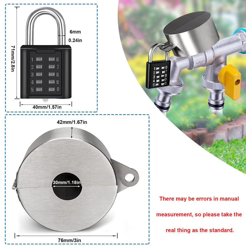 smseace Outdoor Faucet Lock Device kit 304 Stainless Steel Faucet Cover with Code Lock uesd for Outside Faucet Gate Valve Lockout Device