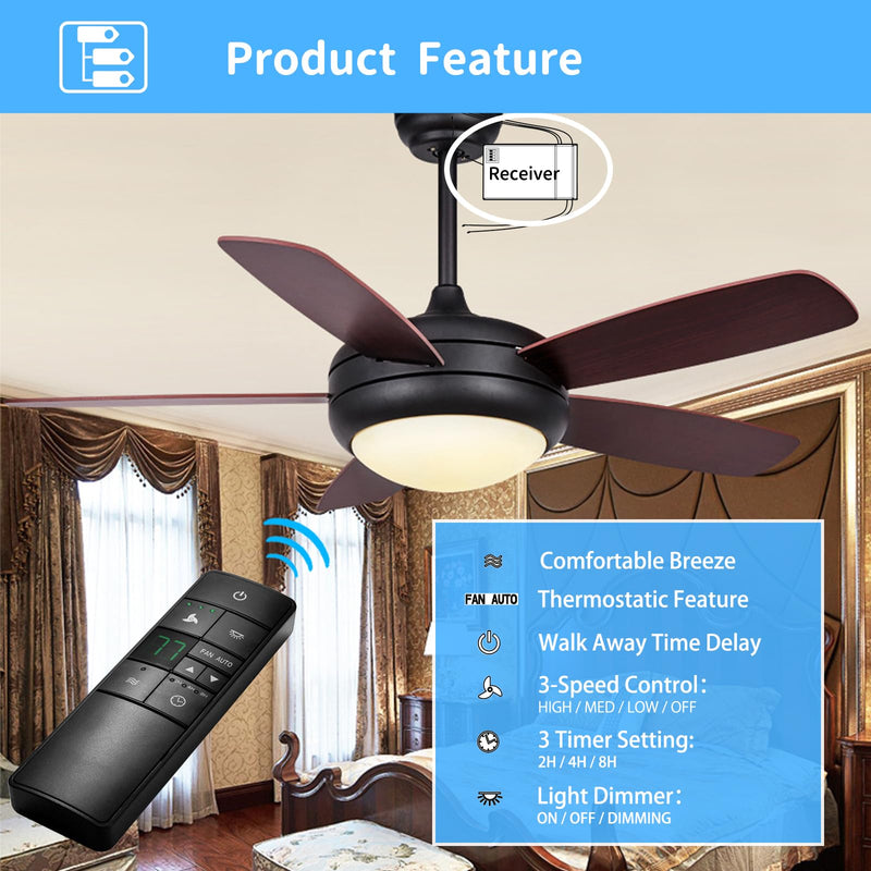 Universal Thermostatic Ceiling Fan Remote Control Kit Replacement for Hampton Bay Home Decorators Collection Hunter Harbor Breeze,w/Speed Control Timer Light Dimmer,for 2AAZPHD3/HD3 KUJCE10320/TR222A HD3 Fan Remote Kit