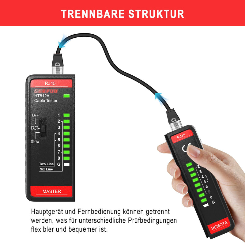 [Australia - AusPower] - SURFOU LAN Tester Network Cable Tester, RJ45 Network Tester for Cat7 Cat6 Cat Cable, Network Cable Tester, Ethernet Network Cable Tester, Network Cable Tester, Internet LAN Cable Tester 