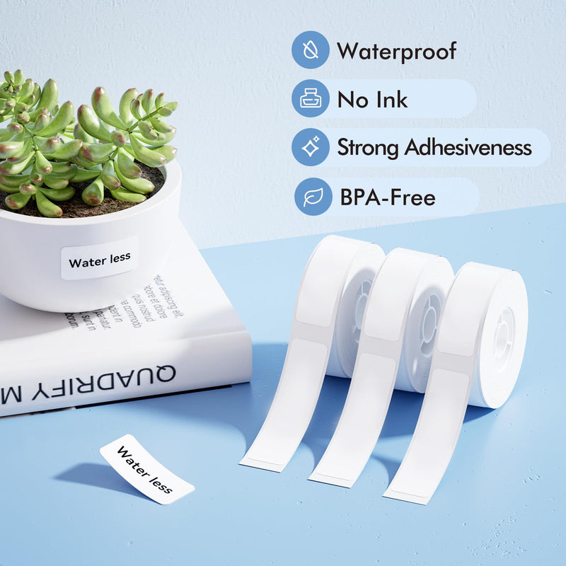 NIIMBOT Label Maker Tape for D110/D11/D101 Label Printer, Multi-Size 3Rolls Pack | 0.59'' x 1.18''White, 0.55'' x 1.97''Transparent, 0.47'' x 1.57''Blue, for Home Office School Labeling Mix 3-white/Transparent/Blue