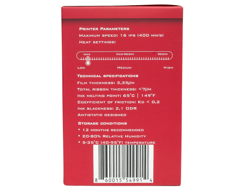 Thermal Transfer Wax Ribbon 4.33" x 1476' (110mm x 450m) 1 roll | Industrial Barcode & Shipping Label Printing | Zebra, TSC, GoDex, Citizen Compatible | 1" Core, Ink Out (450m)