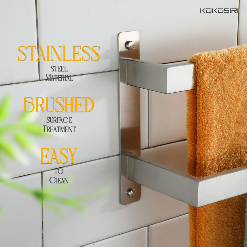 KOKOSIRI Hand Towel Bars 16 Inches Bathroom 2-Tiers Ladder Towel Rails Towel Holders Wall Mounted Towels Shelves Rack Brushed Stainless Steel, B5008BR-L16 Brushed Nickel 16-Inch