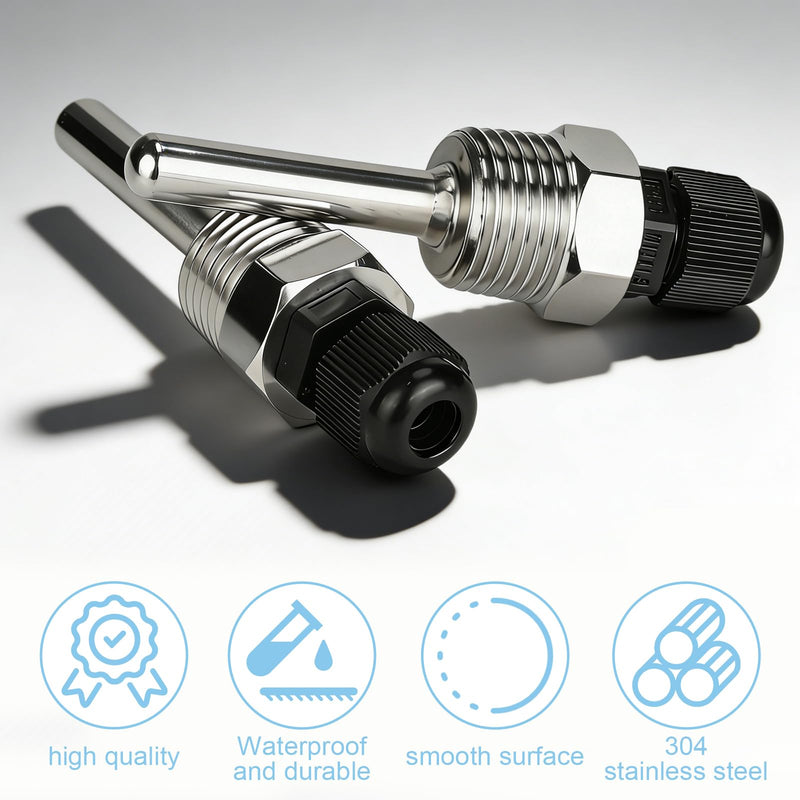 2 pieces immersion sleeve 1/2, 8 x 50 mm immersion sleeves temperature sensor 304 stainless steel immersion sleeve thread for temperature sensor | 304 Edelstahl Tauchhülse Gewinde für Temperatursensor