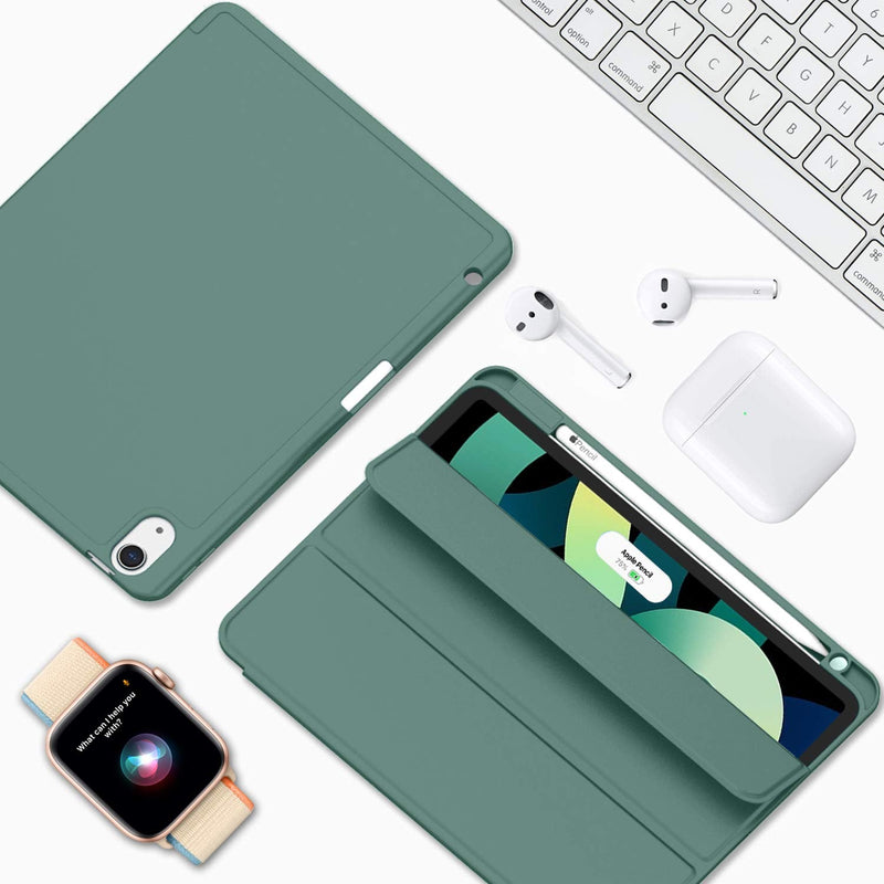 [Australia - AusPower] - ZryXal iPad Air Case 5th Generation/4th Generation 2022/2020 10.9 Inch, Smart iPad Case[Support Touch ID and Auto Wake/Sleep] with Auto 2nd Gen Pencil Charging (New Midnight Green) New Midnight Green 