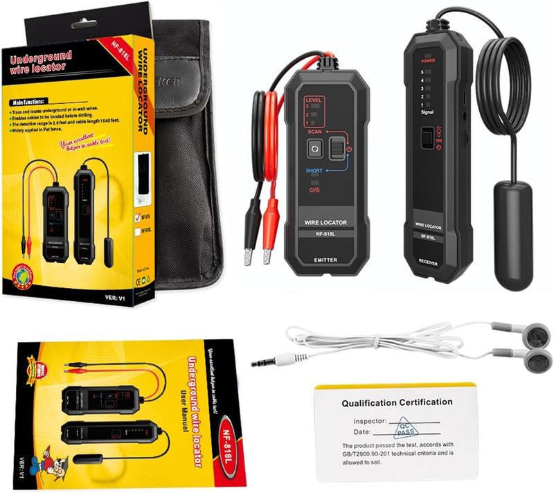 [Australia - AusPower] - Underground Wire Locator, Underground Cable Locator for Pet Fence Buried Sprinkler Valve, Cable Tester for Locating Irrigation Tone Generator Kit, Electrical Underground Wire Tracer 