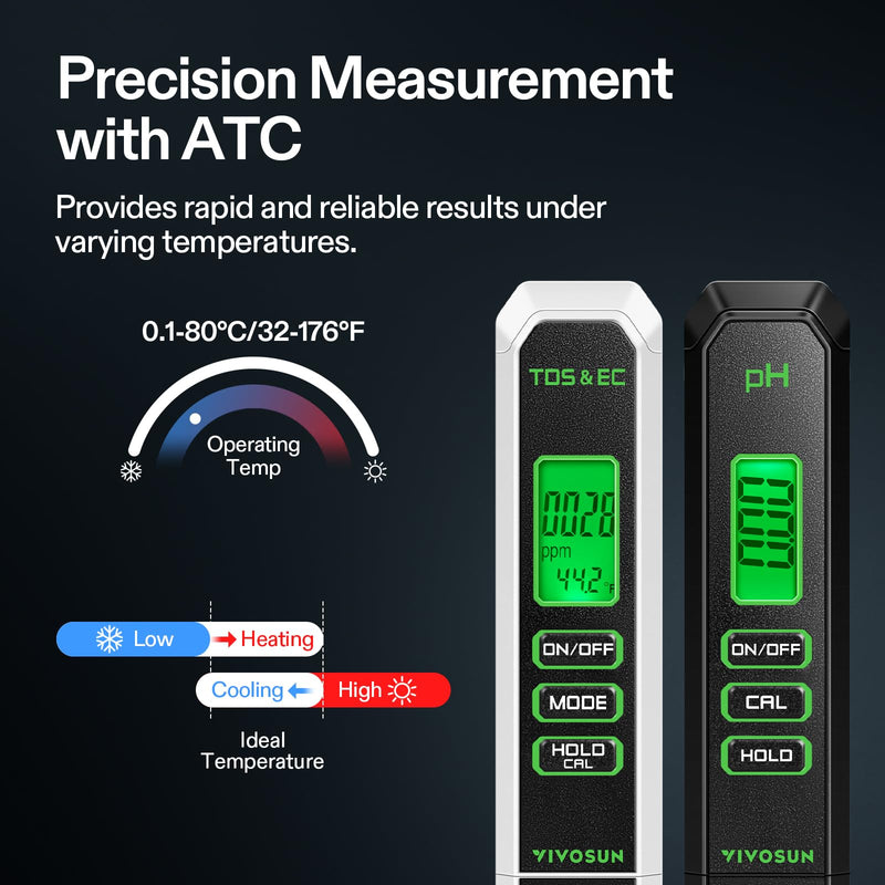 VIVOSUN Digital pH and TDS Meter Kits and pH Up & pH Down Kit, 1 Quart Each, pH Control Kit for Balanced pH Level and Optimal Nutrient Uptake, pH Adjuster Liquid Fertilizer for All Plants and All Grow