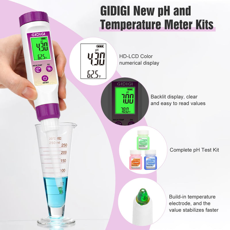 [Australia - AusPower] - pH Meter for Water and Food pH Meter, for Hydroponic,TDS Water Tester for Drinking Water,Digital pH Meter with Backlit & ATC for Hydroponic Nutrient,Pool,Aquarium,Tap Water,Home Use 