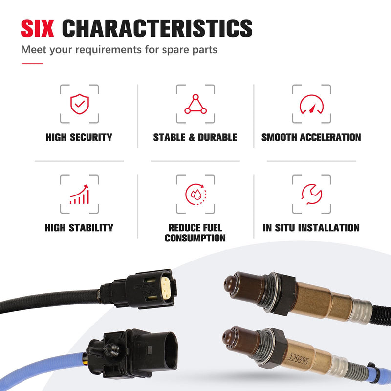 Oxygen Sensor Upstream Downstream O2 Sensor Set 2PCS Replacement for Ford Focus 2012 2013 2014 2.0L, for Fusion 2013-2014 1.6L, for Lincoln MKC 2015 2.3L 234-5113 234-4575 8F9Z-9F472-H CV6Z-9G444-A