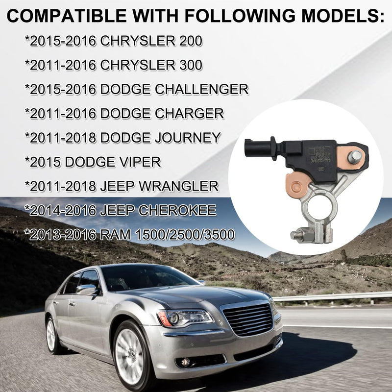 Battery Current Sensor – Battery Temperature & Voltage Monitor Compatible with Dodge, Chrysler, Wrangler, Jeep, Ram 1500/2500/3500 – Replaces OEM# 4692269AI, 4692269AG, 04692269AG