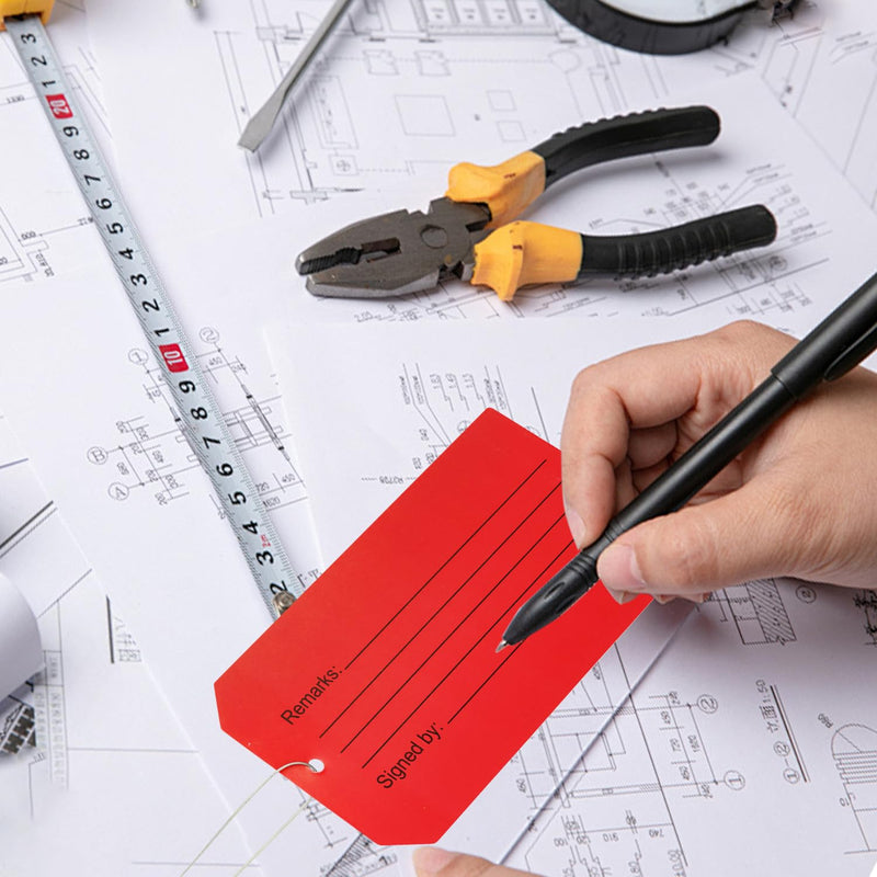 100 pcs Repair Require Tagswith Pre-Attach Wire,PVC Plastic Maintenance Required Tags 100