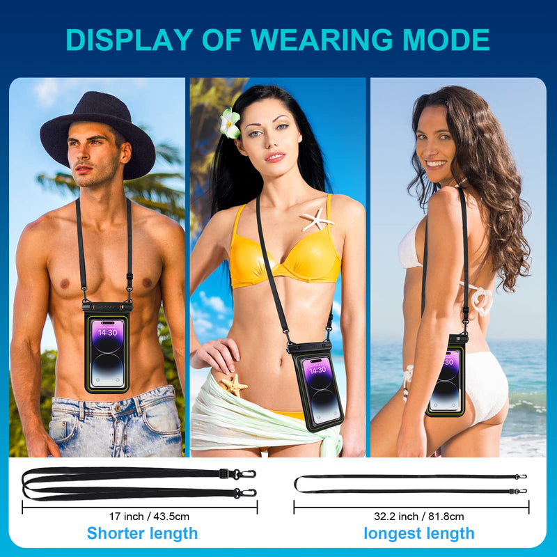 [Australia - AusPower] - IP68 Floating Waterproof Phone Pouch, Universal Sponge Water Proof Cell Phone Case Bag with Adjustable Lanyard, Protector Pouch for iPhone 15 14 13 12 11 Pro Max Samsung Google, Up to 6.7'' Black 6.7" 