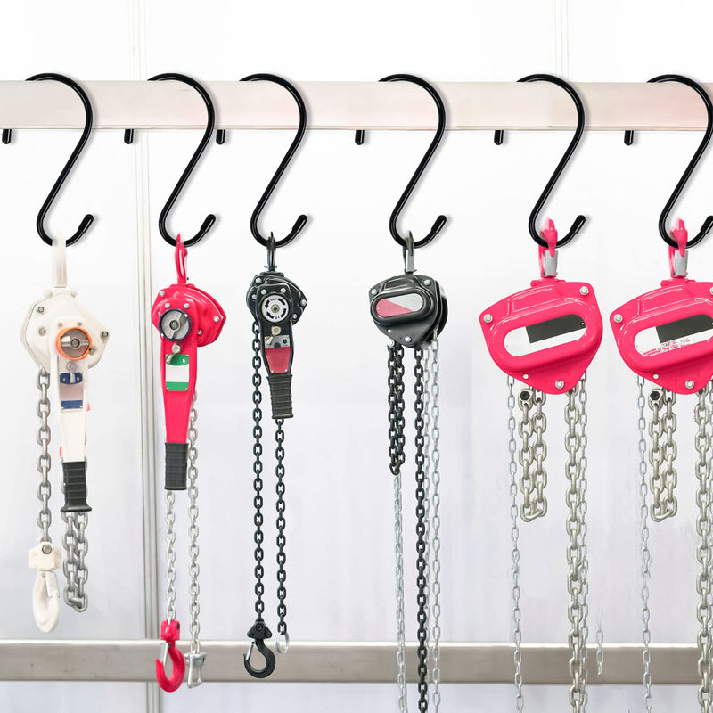 [Australia - AusPower] - DINGEE 6 Inch 24 Pack Large S Hooks for Hanging Plants,Vinyl Coated Heavy Duty S Hooks for Hanging Non Slip S Hanger Hooks Steel Metal with Rubber Stopper Closet Hooks,Clothes,Jeans,Pot Pan Garden 6 inch -24 Pack Black 