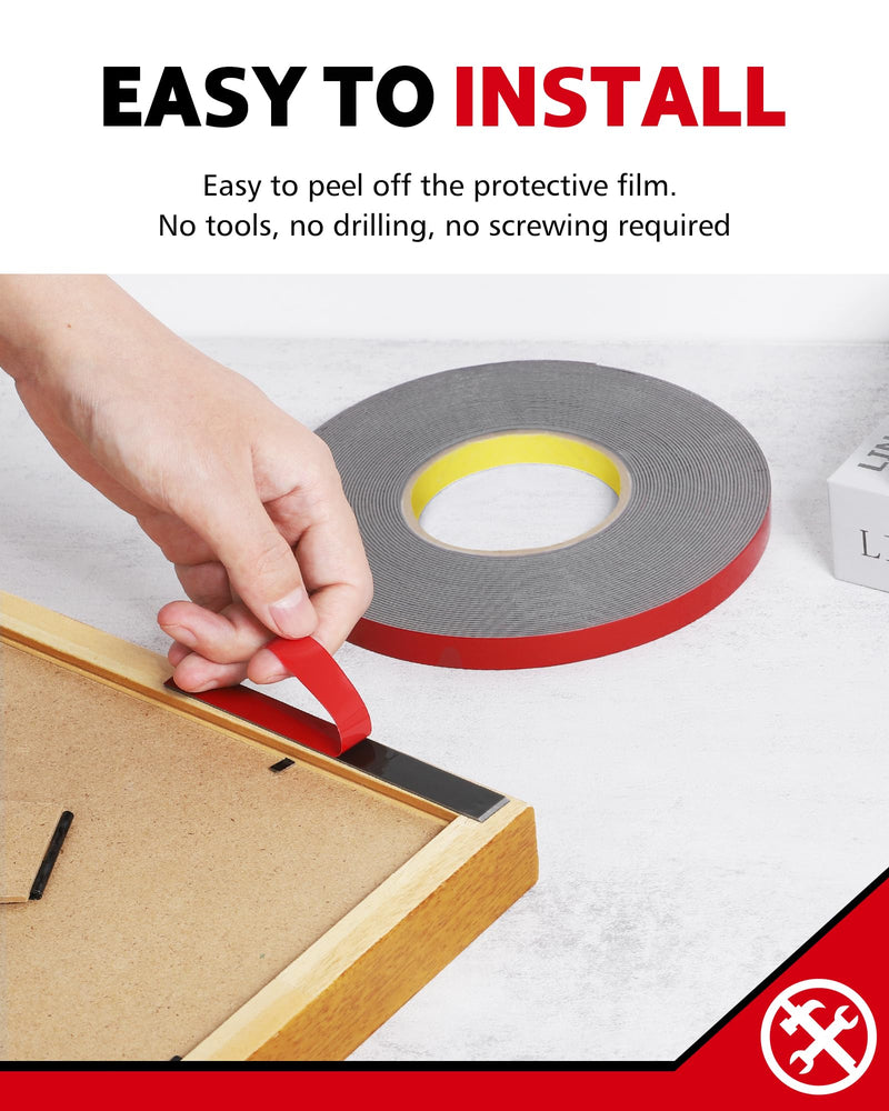 [Australia - AusPower] - HitLights Double Sided Tape Heavy Duty, 1/2 in x 50 ft, Adhesive Mounting Tape Waterproof, Strong Double Stick Foam Tape for Walls Poster Automotive Outdoor Home (Pack of 1) 50FT 