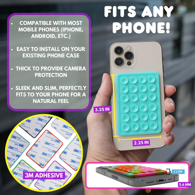 [Australia - AusPower] - Suction Phone Case Mount, Silicon Adhesive Phone Accessory for iPhone and Android, Hands-Free Fidget Toy Mirror Shower Phone Holder, Tiktok Videos and Selfies (Translucent) Translucent 