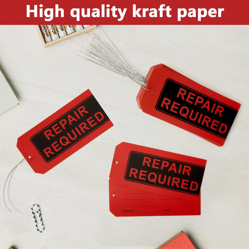 Repair Request Tags Plastic,100-pk Red Repair Tags with Wires Attached,Tear & Water Resistant PVC-Plastic,Maintenance Repair Tags,Weather Proof