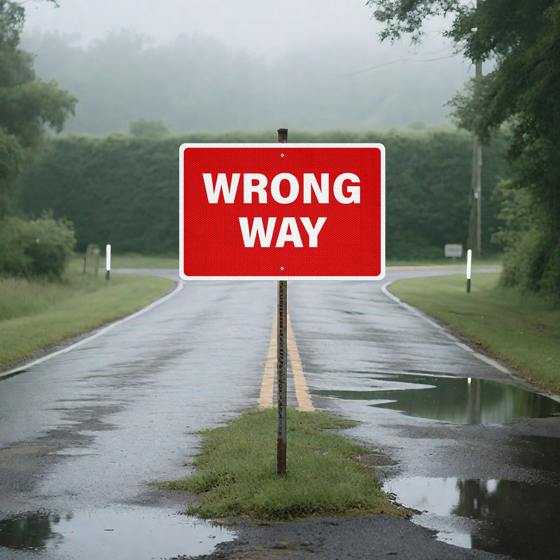 2 Pack Wrong Way Signs 18 x 12 Inch Reflective Aluminum Traffic Signs Rust-Free Weatherproof Wrong Way Signage for Highway Off-Ramps One-Way Streets Parking Lots Warehouses