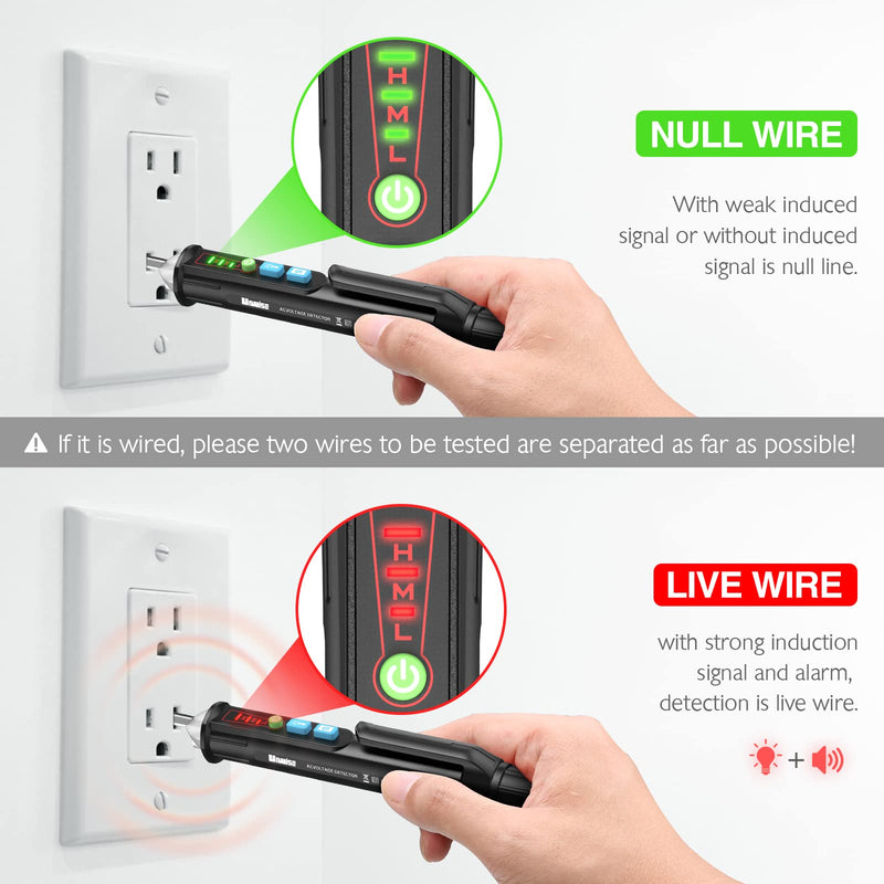 [Australia - AusPower] - 2 PCS AC Non-Contact Voltage Tester Pen, Christmas Light Bulb Tester Tool with Sound & Light Alarm, Electric Tester Pen with Flashligh, Live Wire Detector 12/48V~1000V, Urwise 2024-Upgrade 2 Pcs Black: 2024-Upgrade 