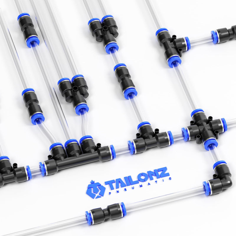 [Australia - AusPower] - TAILONZ PNEUMATIC 50 pcs Straight Push Connectors Plastic Quick Release Connectors Air Line Fittings for 5/32 1/4 5/16 3/8 1/2Tube (2 Way) 5/32"/1/4"/5/16"/3/8"/1/2"OD 