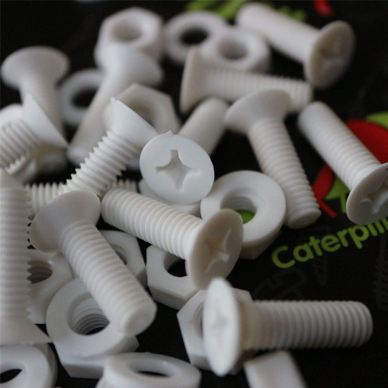 [Australia - AusPower] - 20 x White Countersunk Screws Polypropylene (PP) Plastic Nuts and Bolts, Washers, M6 x 20mm, Anti-Corrosion, Chemical Resistant, (15/64 x 25/32 in) 
