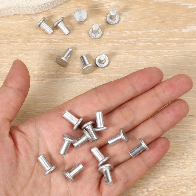 [Australia - AusPower] - 100 Pcs 3/16" Diameter X 3/8" Length Aluminum Head Rivets 0.19" Diameter 0.375" Length Aluminum Boat Rivets Fix Leaky Solid Rivet Modified Fasteners Round Head Rivet 
