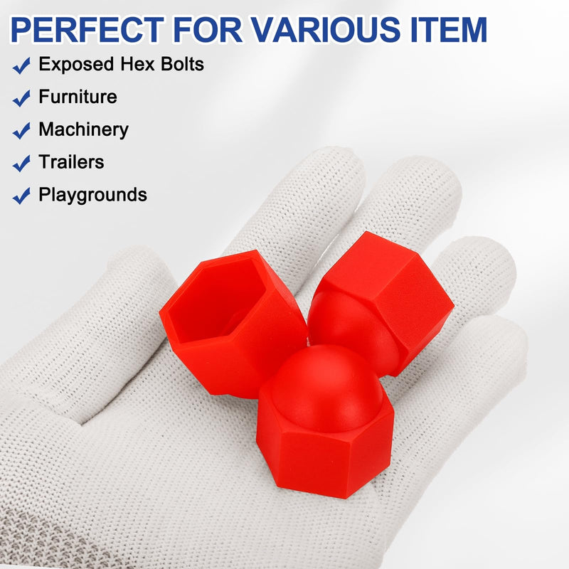 [Australia - AusPower] - PATIKIL 50 Pcs Hex Nut Cover, M16x24x27mm Nylon Screws Bolt Covers Caps Dome Acorn Hex Head Bolt Protection Cap for Screws Nut, Red 