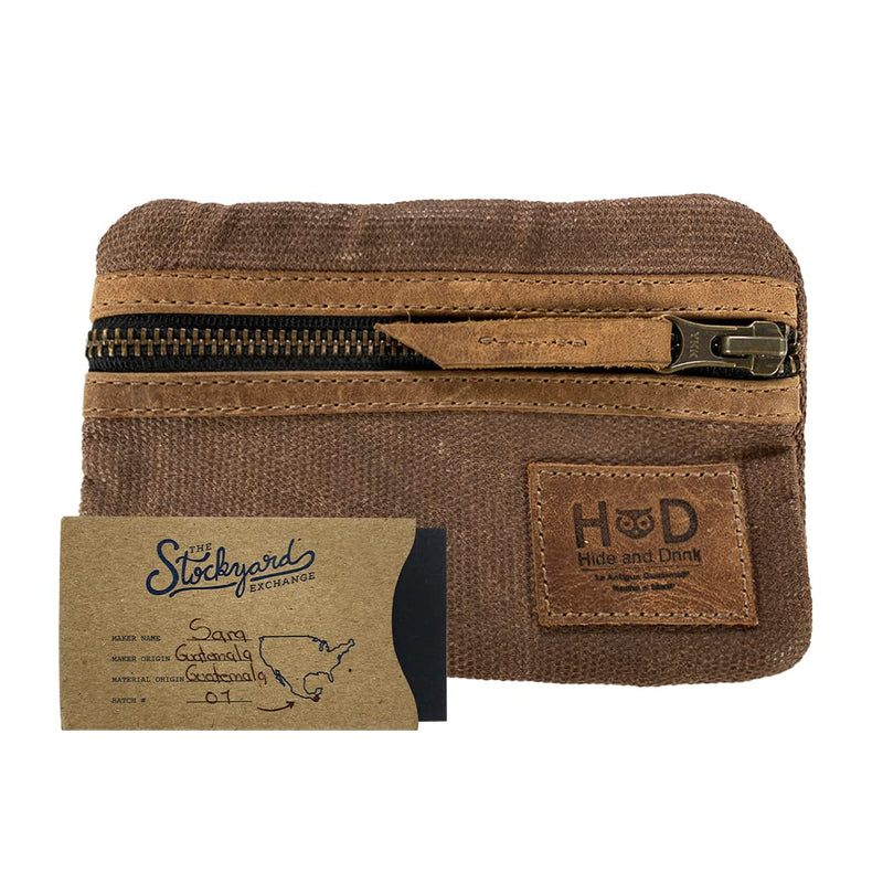 Hide & Drink, Multi-Tool Pocket Pouch, Compact Multipurpose EDC Zippered Bag, Mini Camping Tool Case, Waxed Canvas, Knife Holster, Handmade Slim Organizer Honey Bourbon