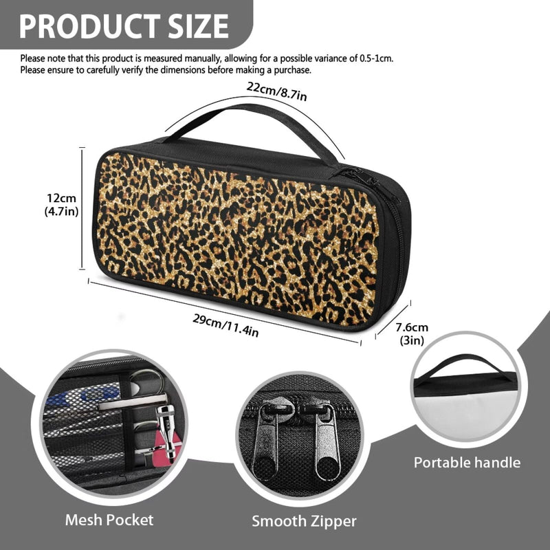 [Australia - AusPower] - Leopard Stethoscope Case Lightweight Protective Stethoscope Casewith Handle Shockproof Hard Organizer Storage Bag for Nursing Accessories Leopard 