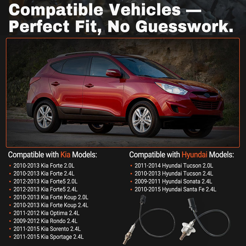[Australia - AusPower] - 2 PCS Oxygen Sensor Upstream Downstream O2 Sensor Compatible with 2.0L 2.4L 2009-2015 Hyundai Santa Fe Tucson Sonata, Kia Forte Forte5 Optima Rondo Sorento Replace 234-5029 234-4238 