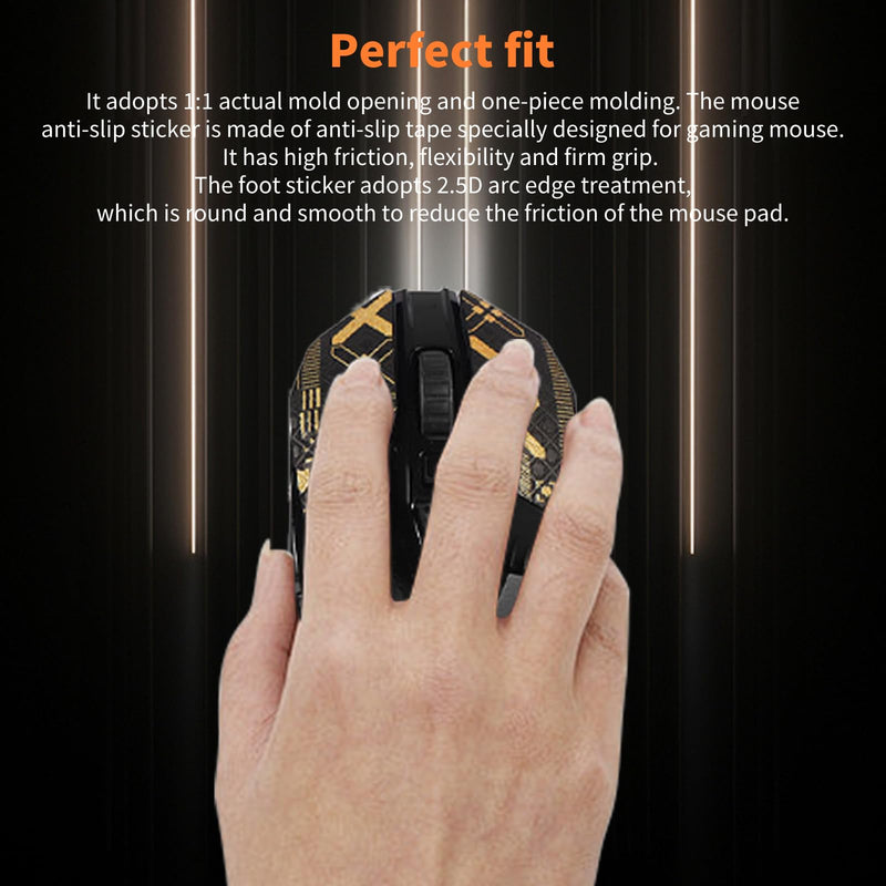 NOUKAJU Mouse Grip Tape for Logitech G903/Logitech G900, Rounded Curved Edges Mouse Feet Skates,Self-Adhesive PreCut Sweat-Resistant Professional Mice Upgrade Kit(Foot pad + Black-Gold Mouse Tape)
