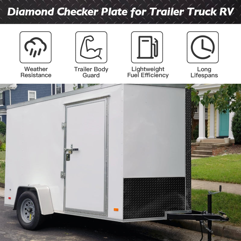 Embossed Aluminum Diamond Chekcer Plate Sheet Metal – Silver, 2" x10 FT Roll – Perfect for Trailer Stone Guard, RV Wall Panel & DIY Projects 2" x 10 FT 1